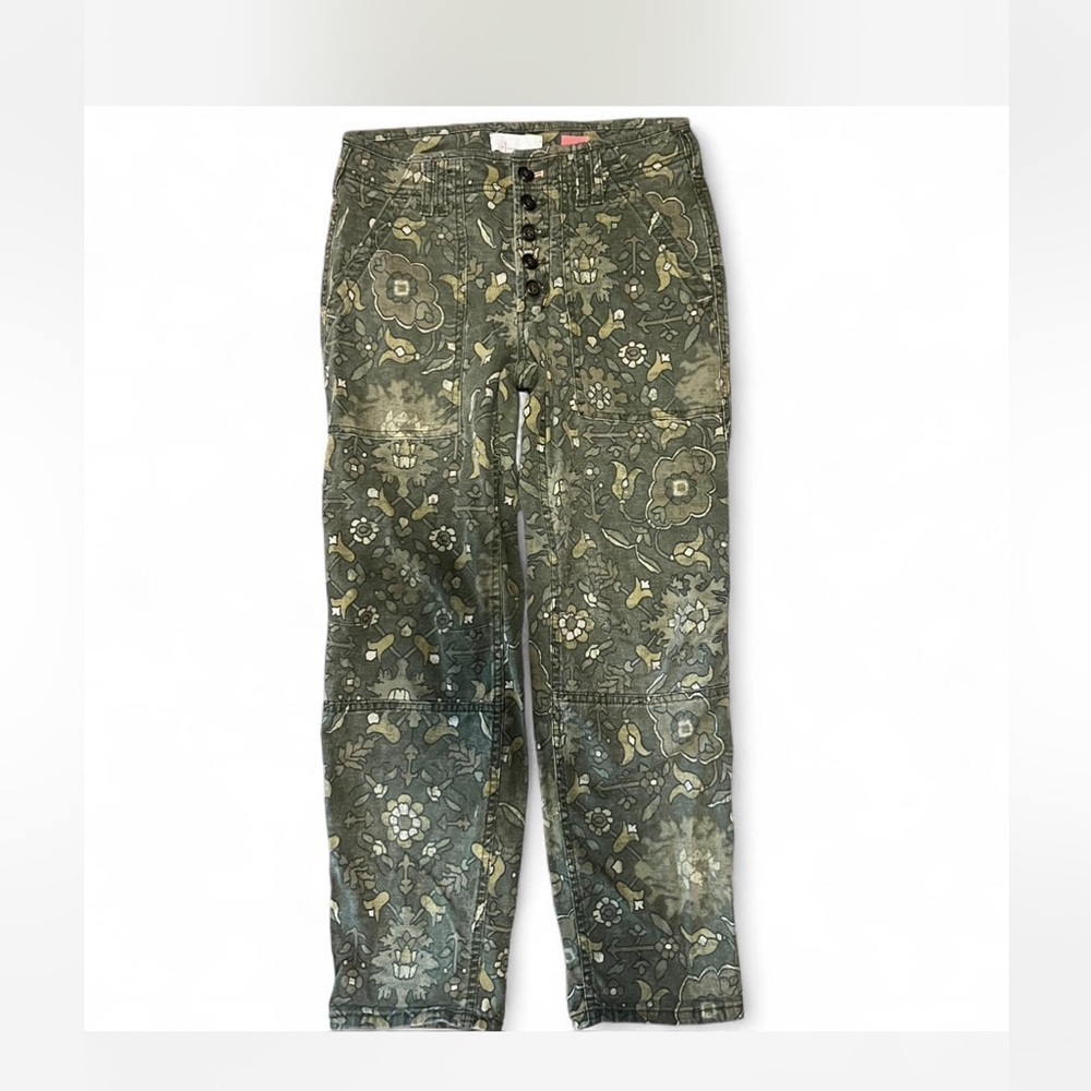 Anthropologie The Wanderer Olive Green Paisley Pants - Picture 3 of 5